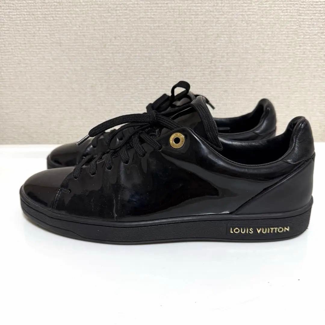 LOUIS VUITTON スニーカー エナメル ブラック 24cm