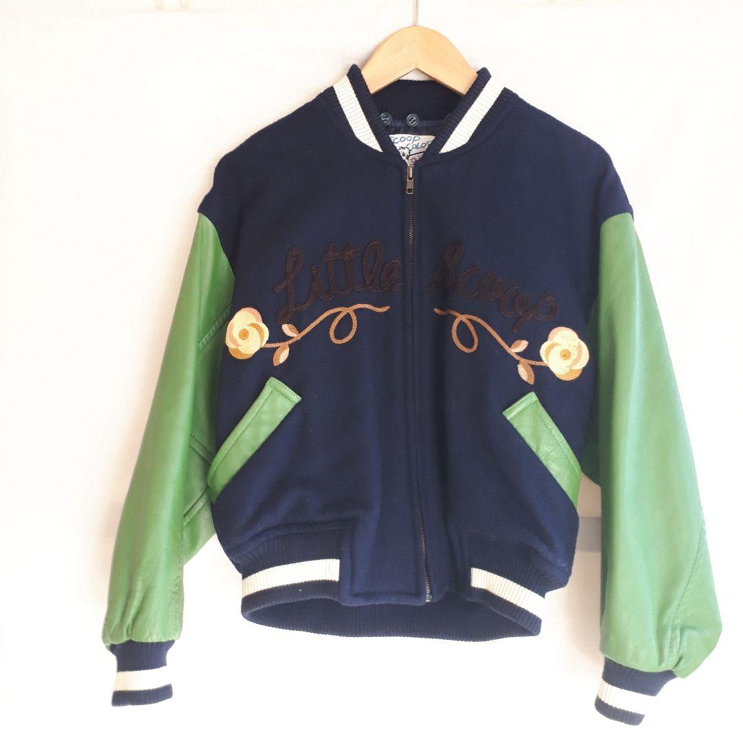 スクープスタジャンレディースレザーヴィンテージグリーンネイビーSCOOP80s