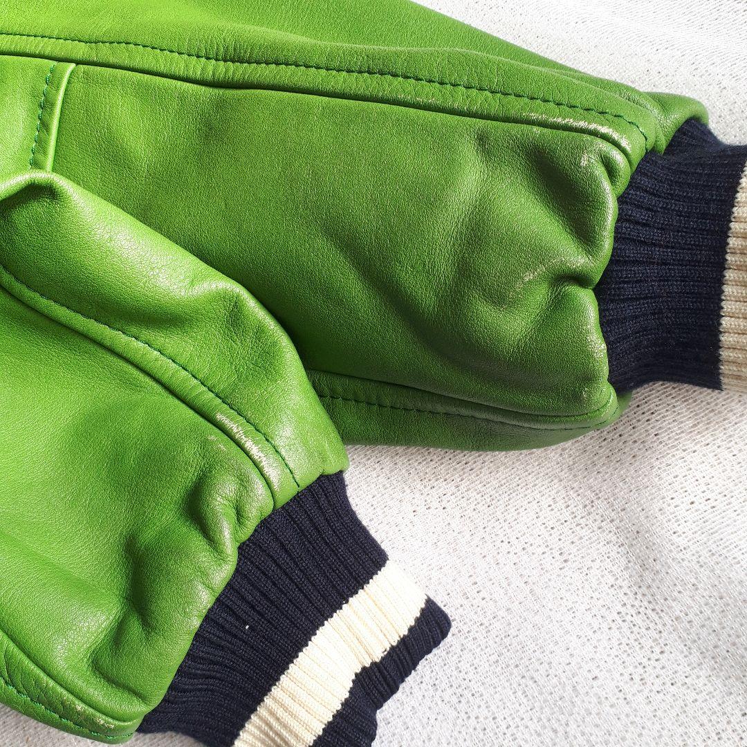 スクープスタジャンレディースレザーヴィンテージグリーンネイビーSCOOP80s