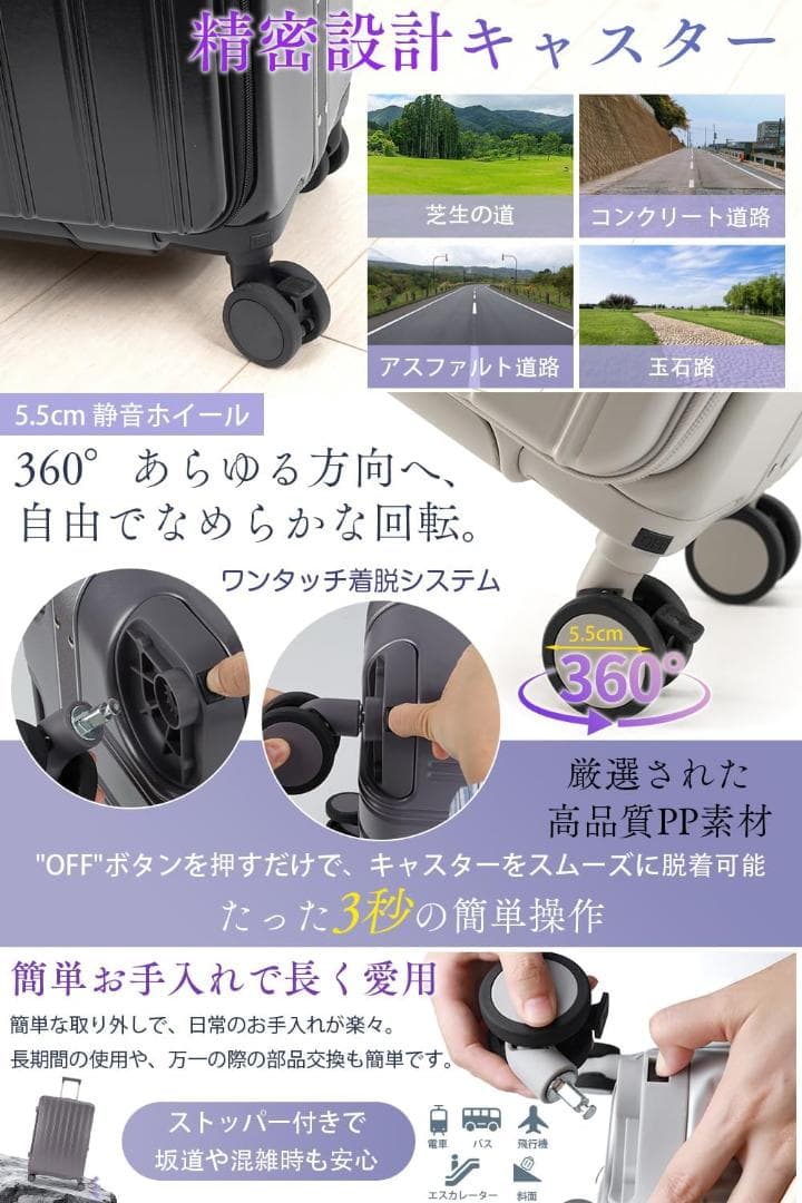 スーツケース 90L 片開き Lサイズ 大型 キャリーケース ストッパー付き