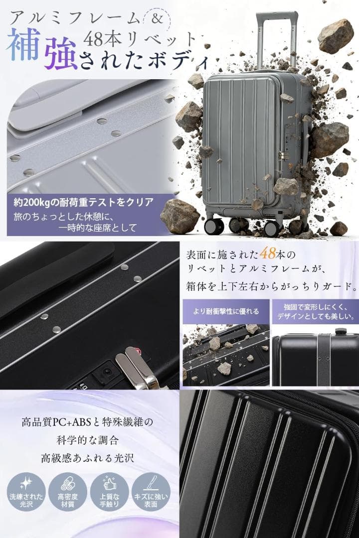 スーツケース 90L 片開き Lサイズ 大型 キャリーケース ストッパー付き