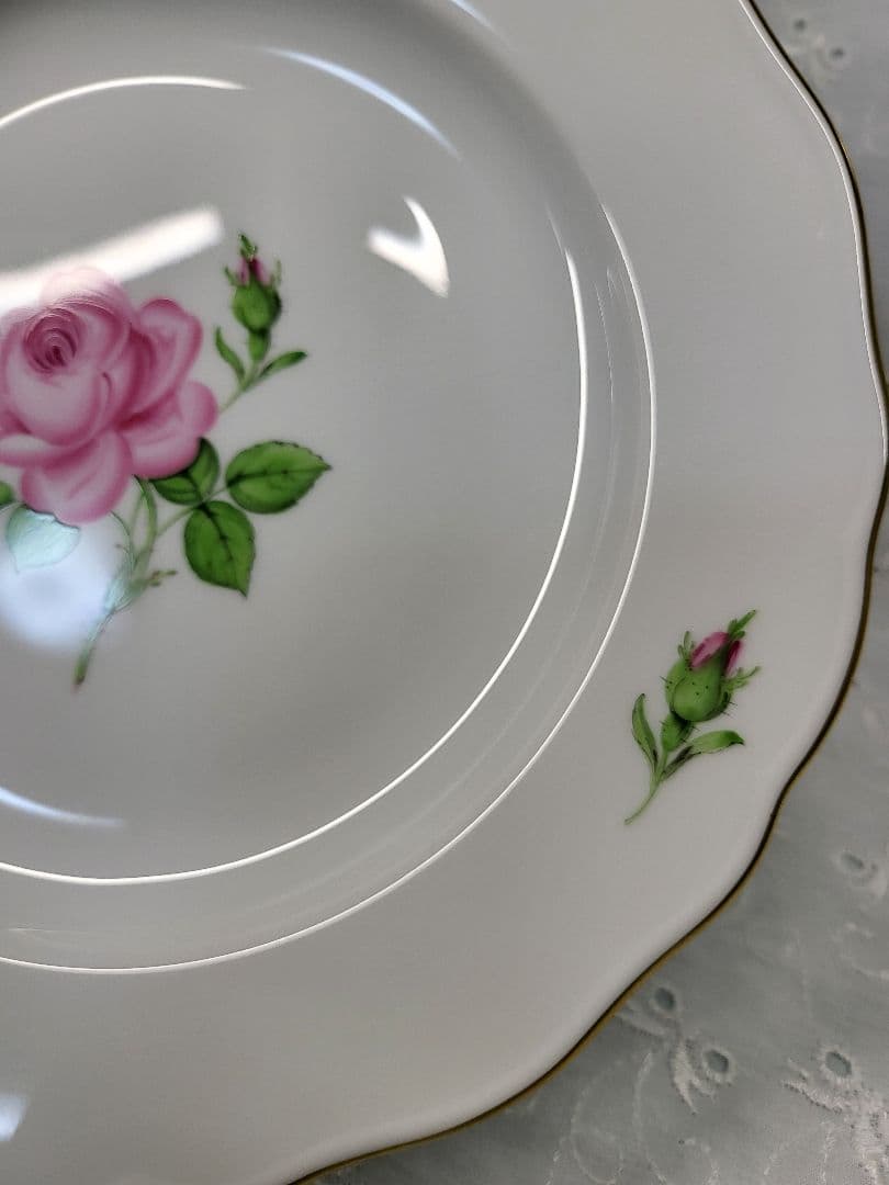 未使用✨マイセン ピンクローズ プレート20cm 皿 ピンク 花