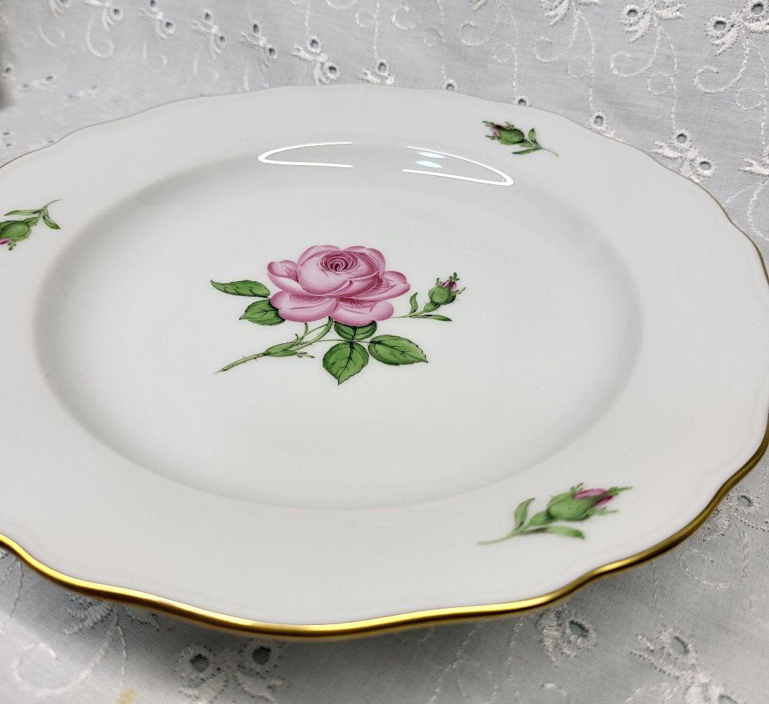 未使用✨マイセン ピンクローズ プレート20cm 皿 ピンク 花