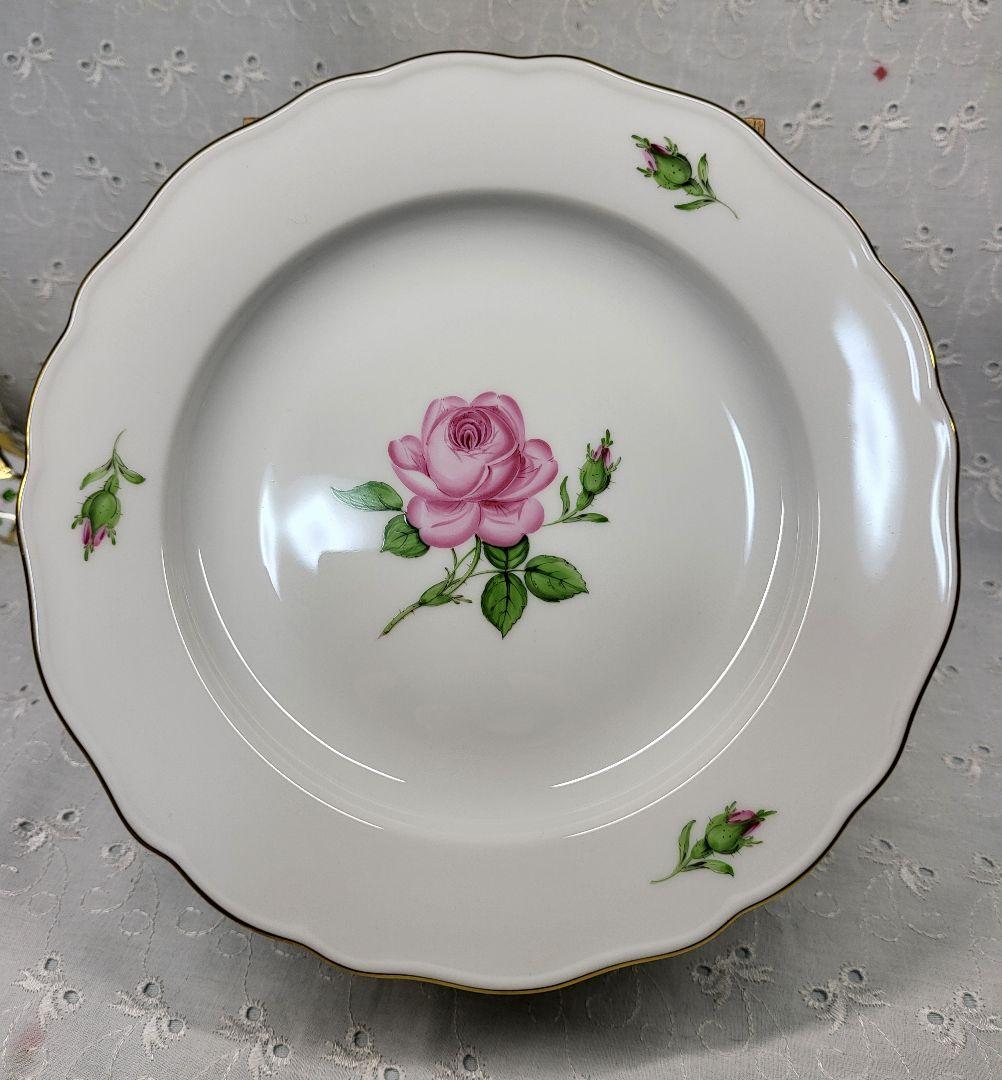 未使用✨マイセン ピンクローズ プレート20cm 皿 ピンク 花