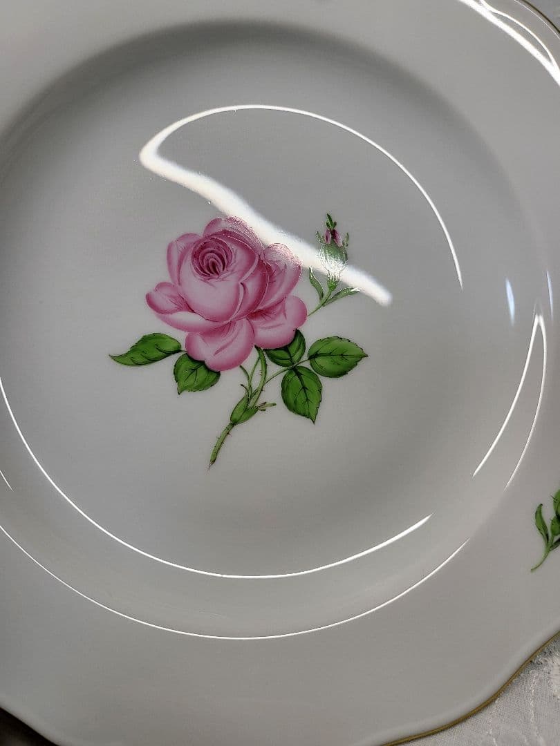 未使用✨マイセン ピンクローズ プレート20cm 皿 ピンク 花