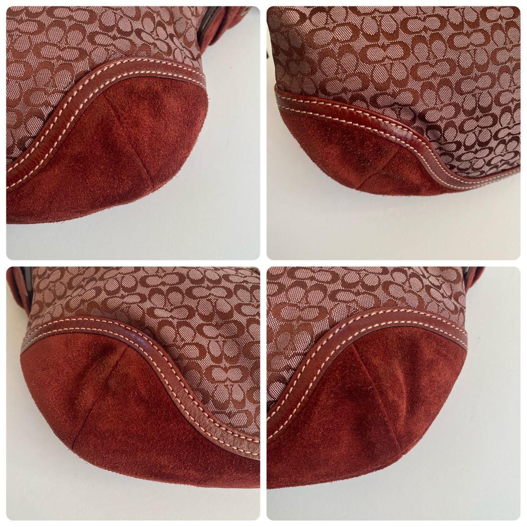 希少 Coach レッド ショルダーバッグ アクセサリーポーチ スウェード