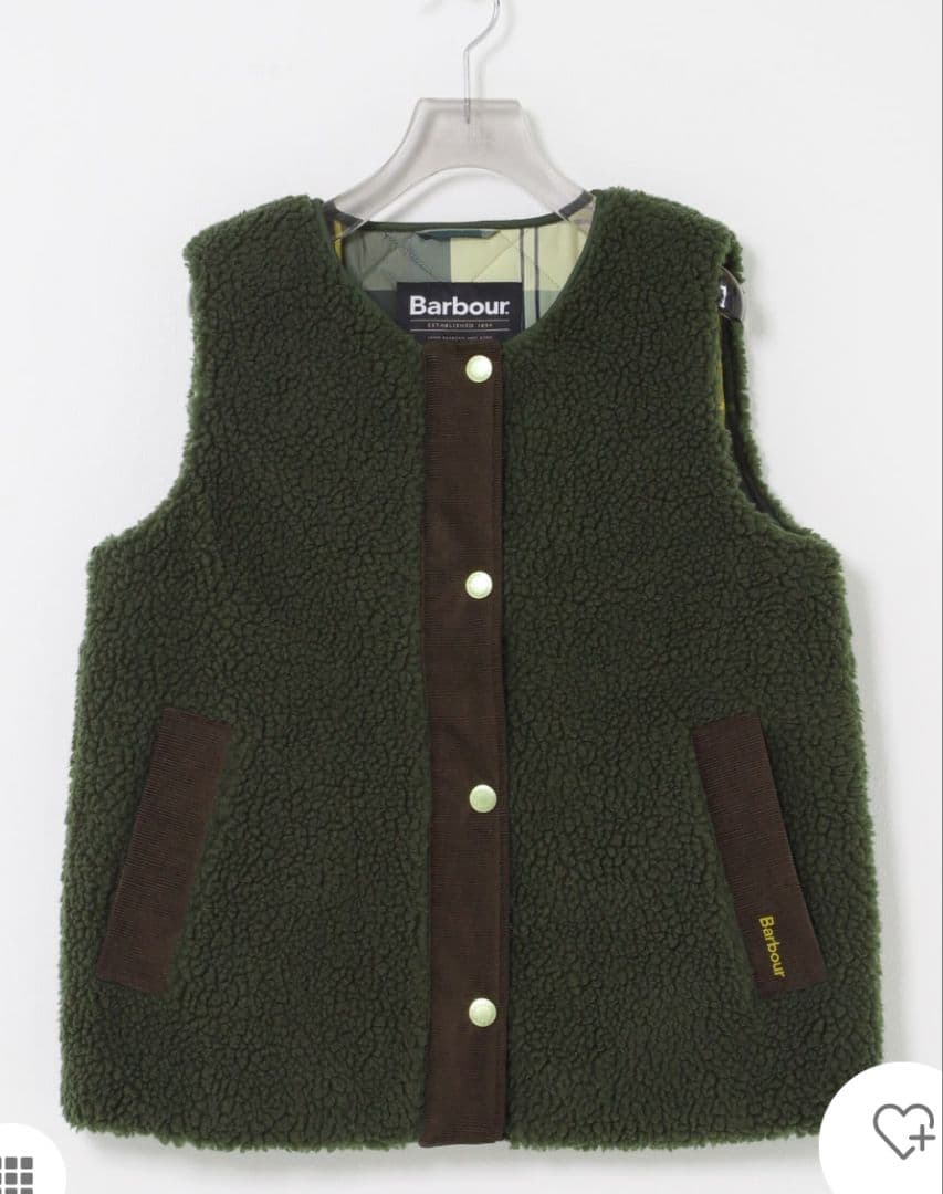 Barbour オリーブ Dulsie ボア ライナー ベスト ジレ