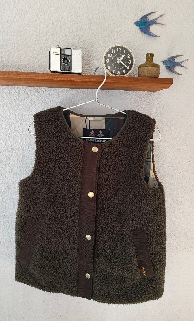 Barbour オリーブ Dulsie ボア ライナー ベスト ジレ