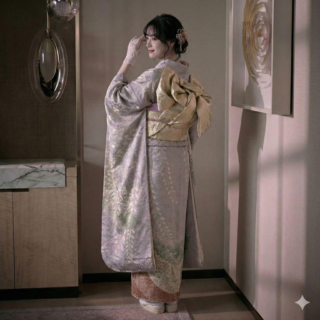 辻ヶ花 作家物 落款入り グレー 振袖 フルセット