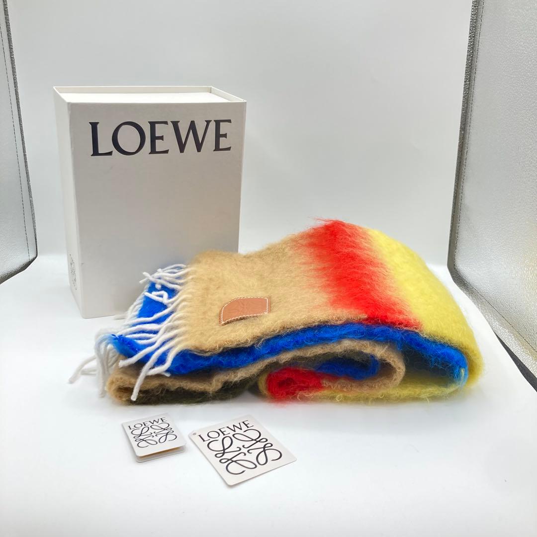 新品未使用　ロエベ　マフラー　モヘア　アナグラム　ストライプ　ユニセックス　人気