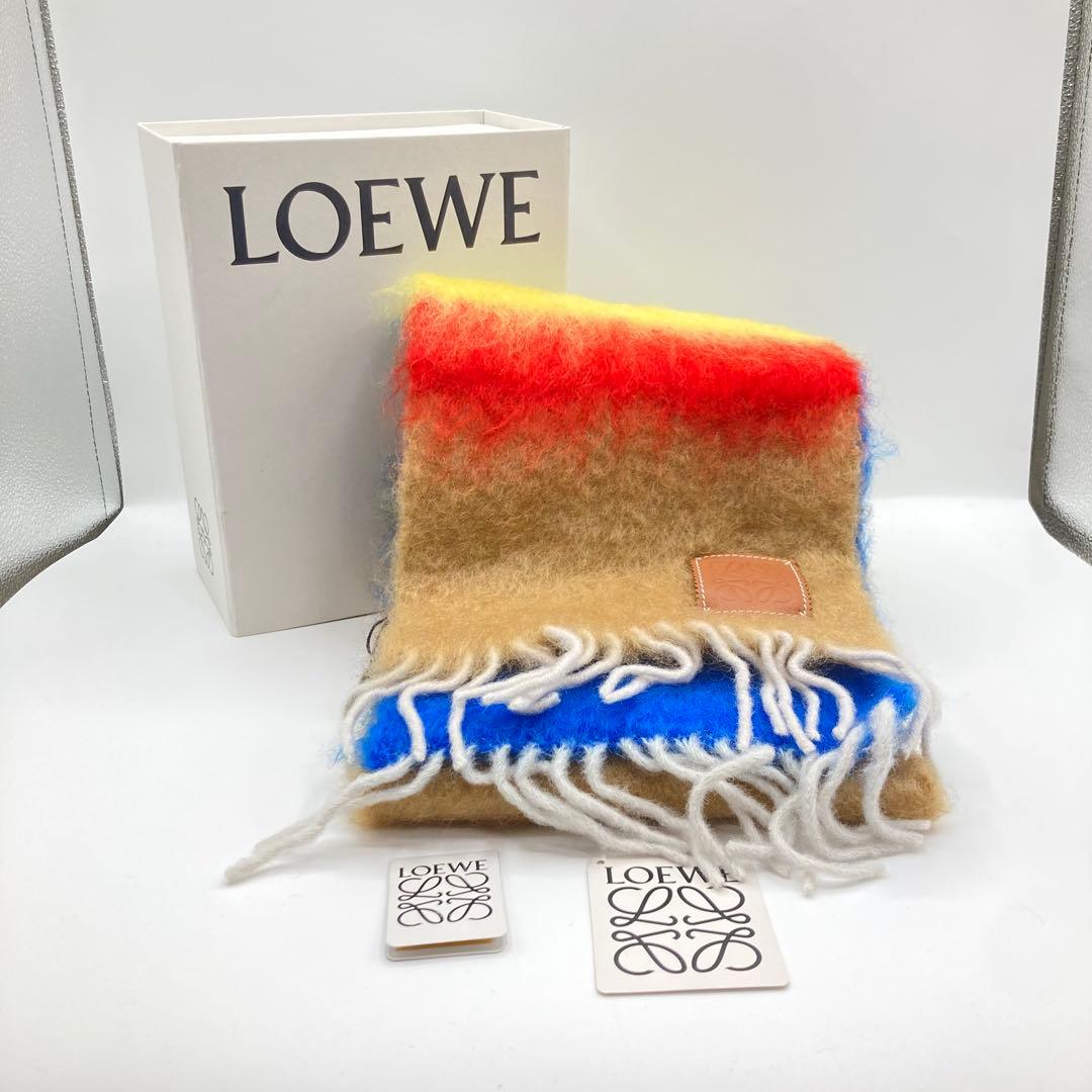 新品未使用　ロエベ　マフラー　モヘア　アナグラム　ストライプ　ユニセックス　人気