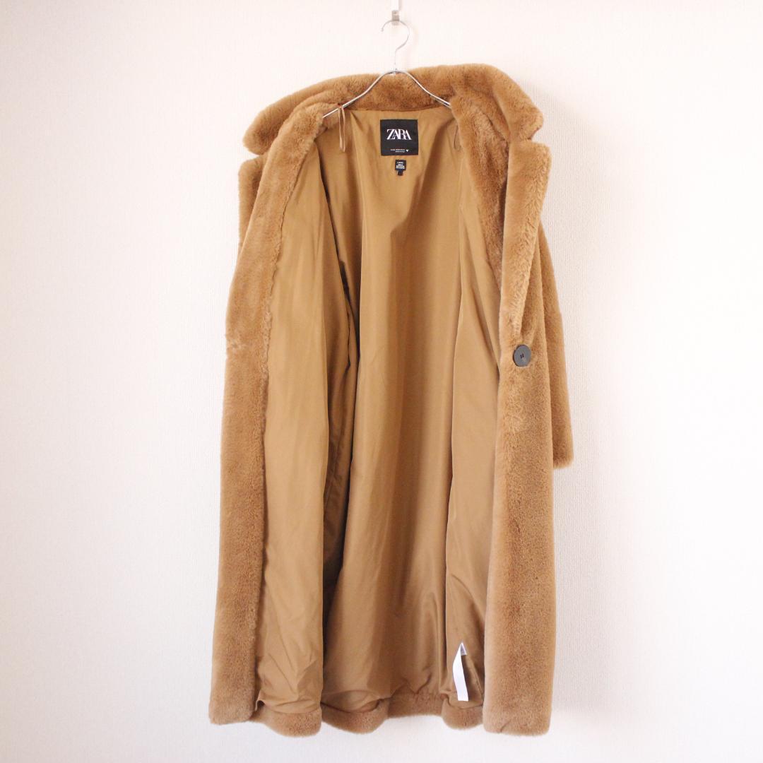 ZARA ロングファーコート テディベア Mサイズ ブラウン マキシ丈