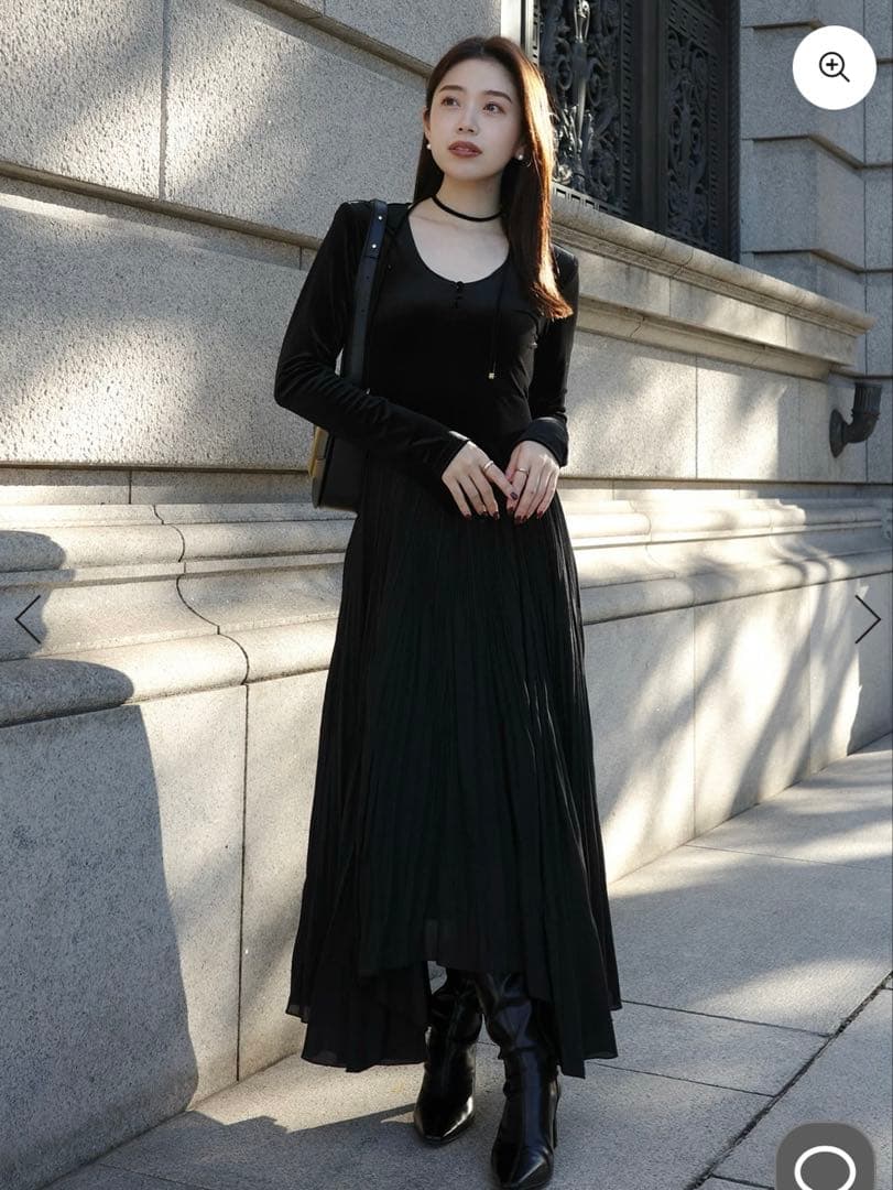 anuans ベロアシフォンドッキングワンピース