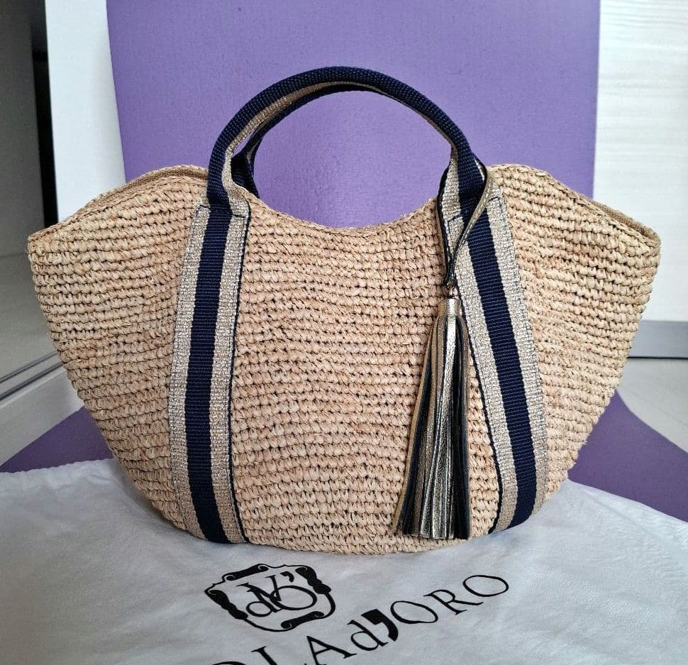 ヴィオラドーロ ラフィアかごバッグ トートバッグ　保存袋付