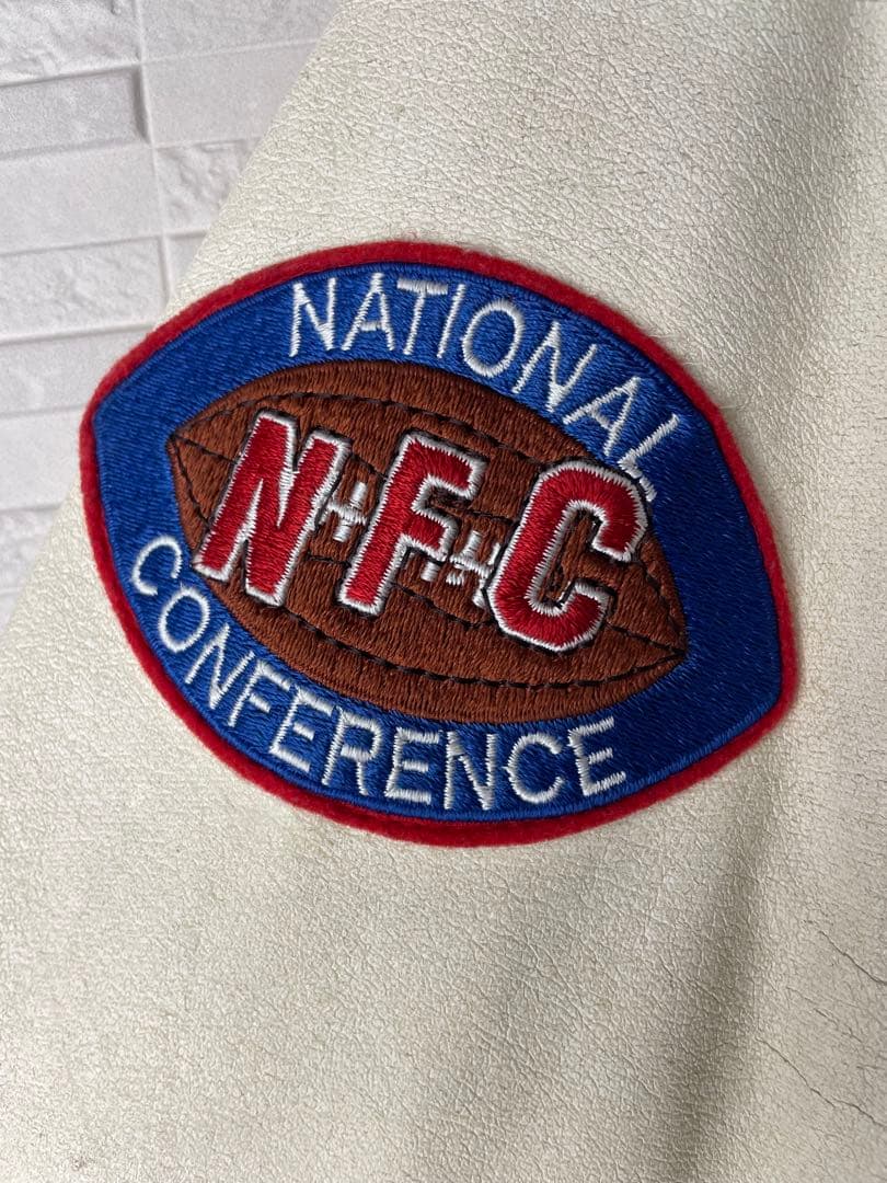 80s NFLダラス・カウボーイズ　レザー切替スタジャン スタジアムジャケット