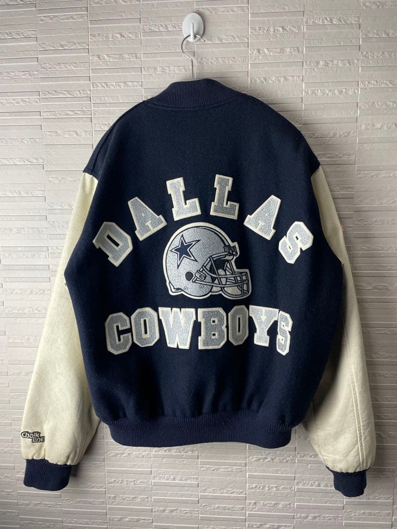 80s NFLダラス・カウボーイズ　レザー切替スタジャン スタジアムジャケット