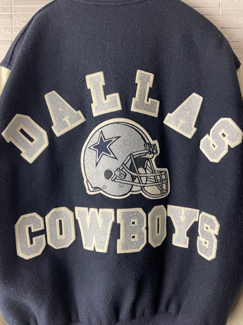80s NFLダラス・カウボーイズ　レザー切替スタジャン スタジアムジャケット