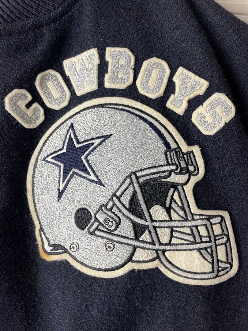 80s NFLダラス・カウボーイズ　レザー切替スタジャン スタジアムジャケット