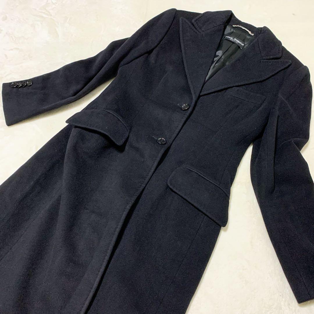 【極美品 カシミア混 】 ドルチェ&ガッバーナ チェスターコート ロング 黒タグ