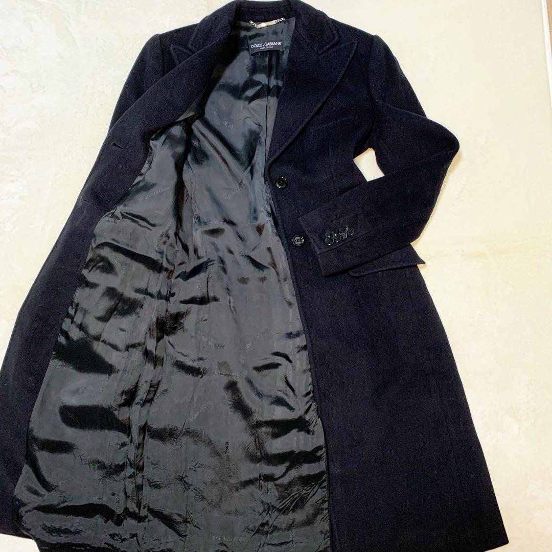【極美品 カシミア混 】 ドルチェ&ガッバーナ チェスターコート ロング 黒タグ