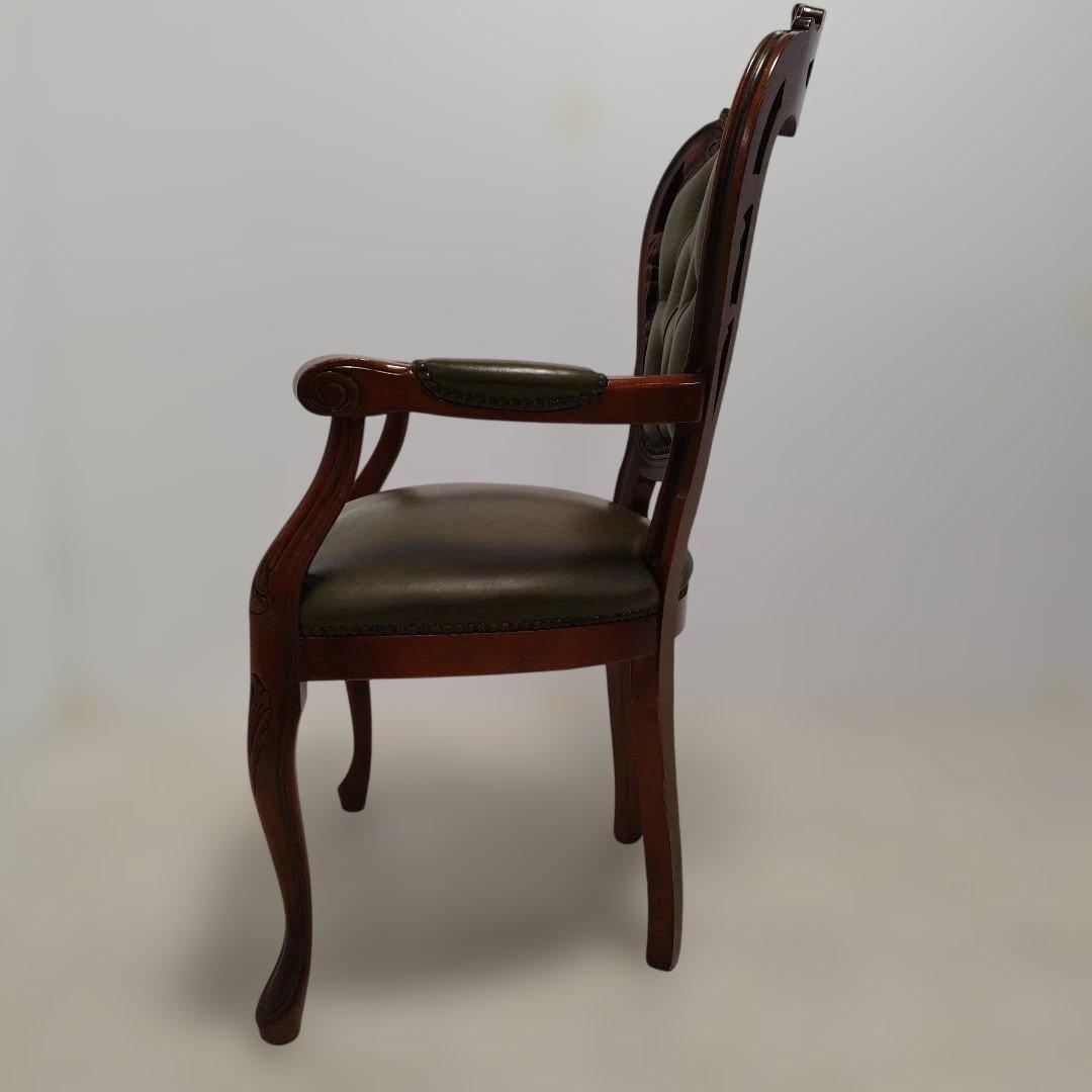 【引取り歓迎】アームチェア ヨーロピアン 肘付きチェア 革張り 猫脚 椅子