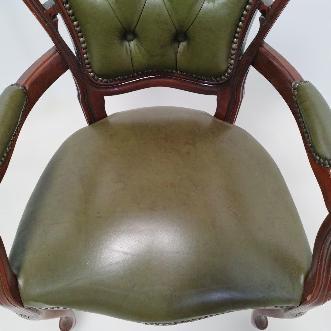 【引取り歓迎】アームチェア ヨーロピアン 肘付きチェア 革張り 猫脚 椅子