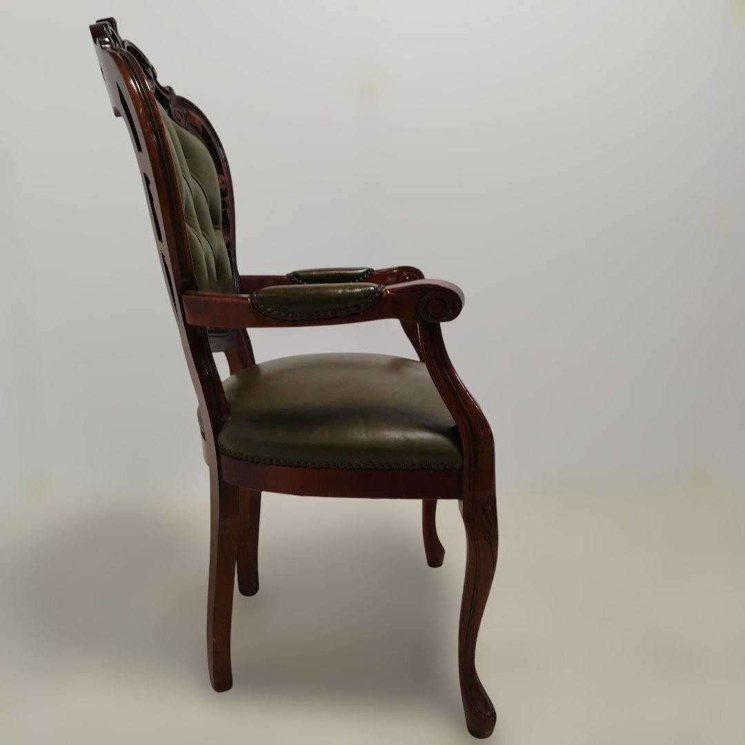 【引取り歓迎】アームチェア ヨーロピアン 肘付きチェア 革張り 猫脚 椅子