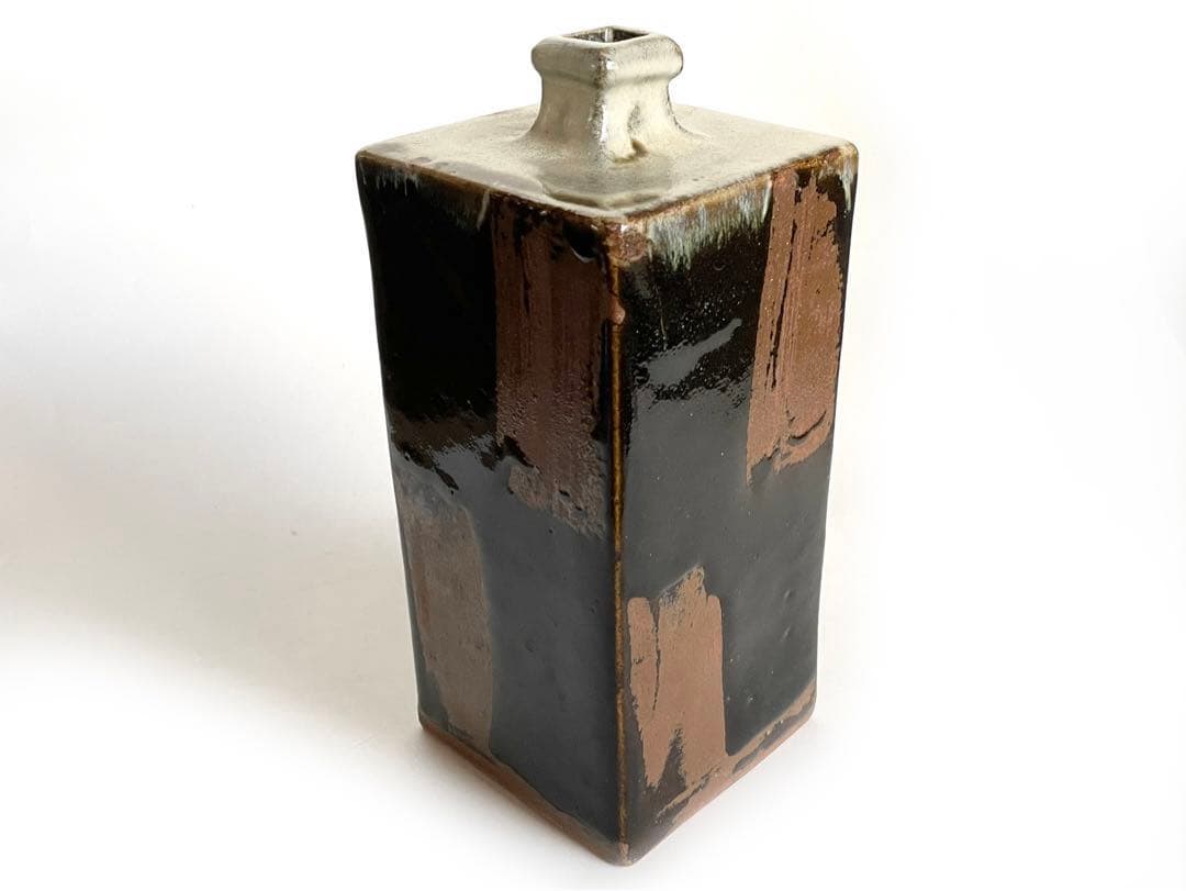 陶芸家　人間国宝　浜田庄司　？　濱田庄司　角瓶　鉄釉　花瓶　花入　民芸　民藝