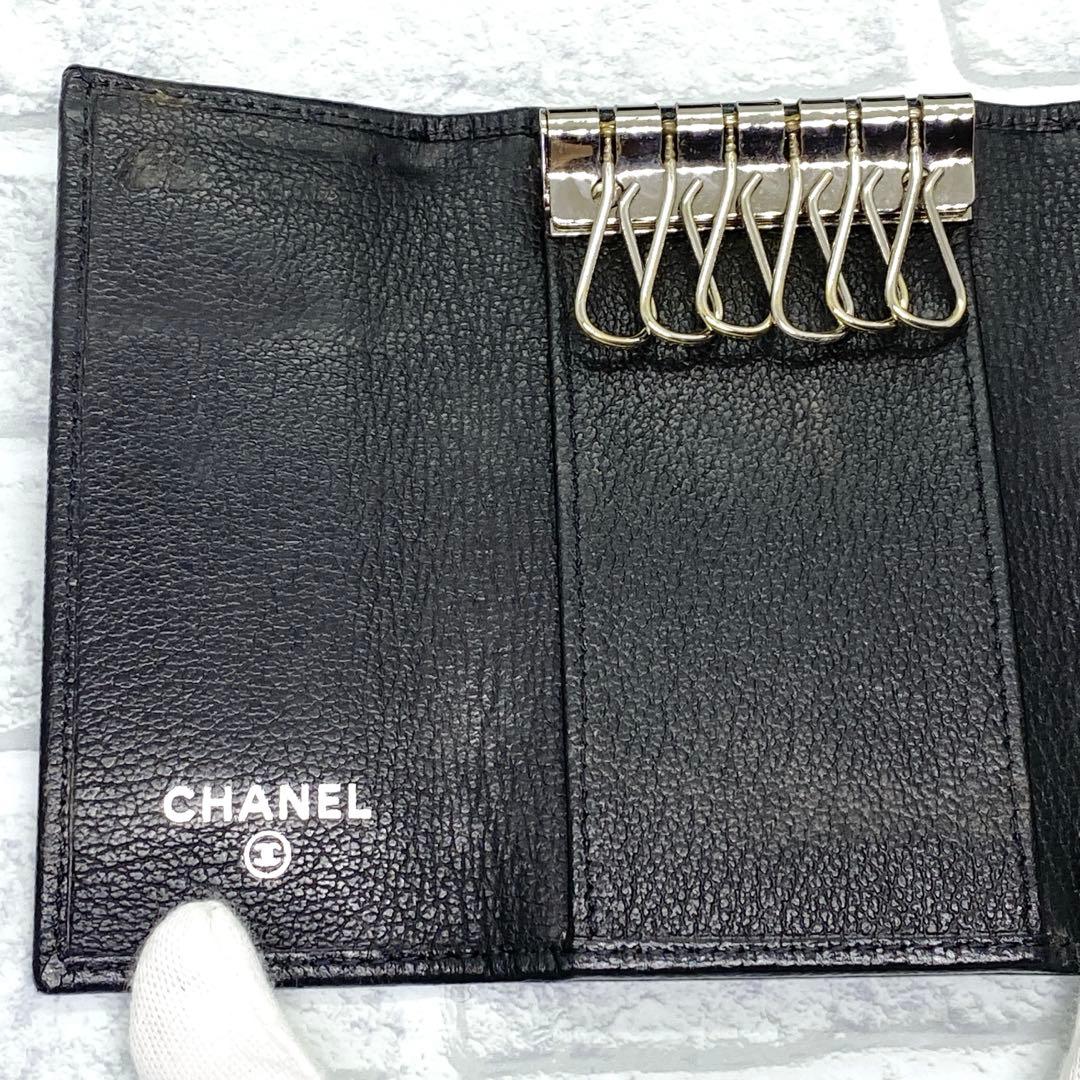 CHANEL  キーケース 6連  カメリア 黒 バタフライ ココマーク 型押し