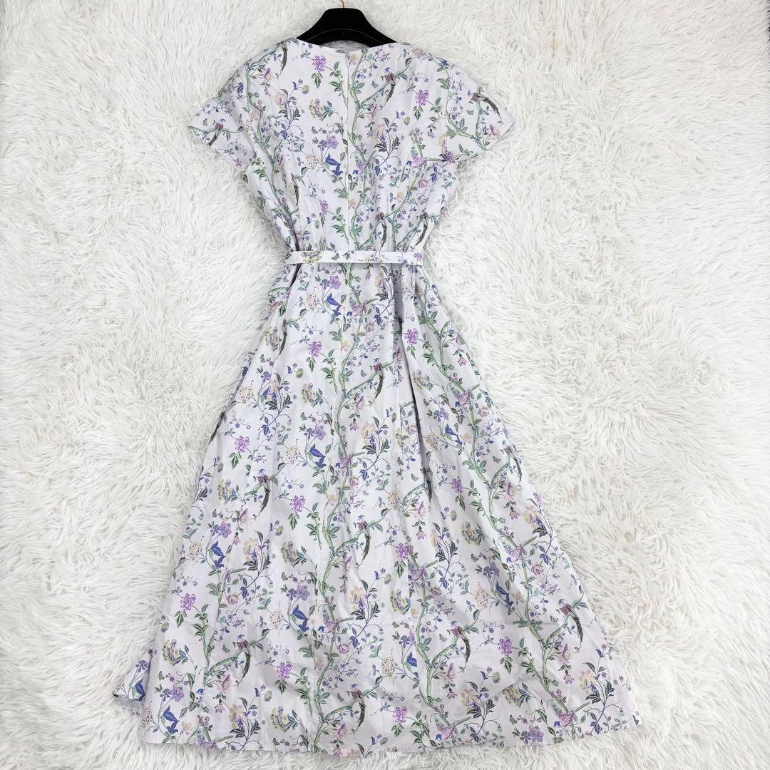 極美品　近年モデル　ローラアシュレイ　ロングワンピース　花柄　ウエストリボン　L
