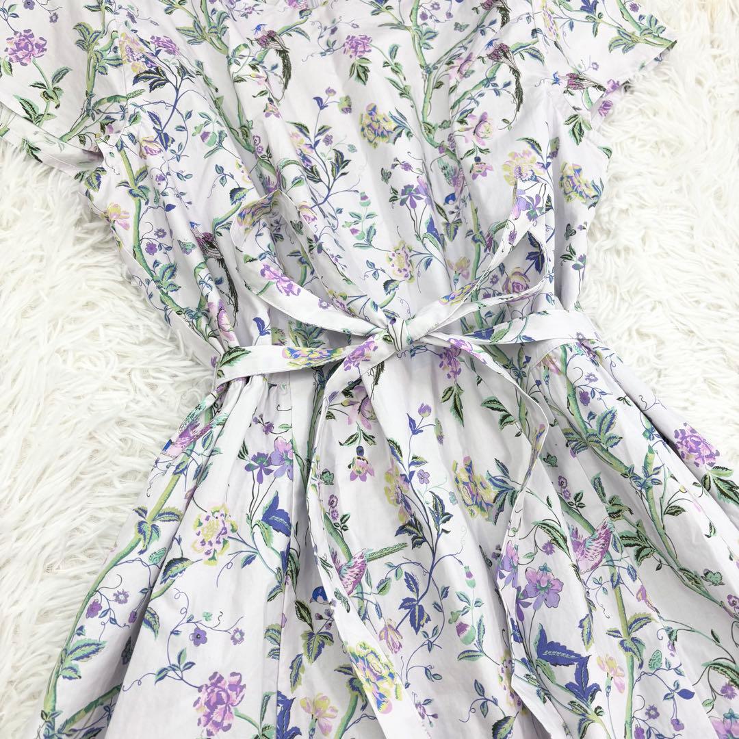 極美品　近年モデル　ローラアシュレイ　ロングワンピース　花柄　ウエストリボン　L