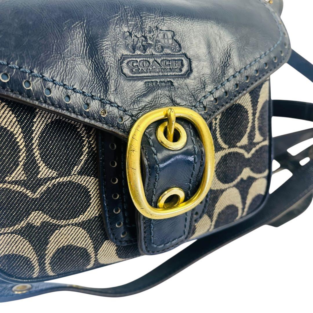 COACH コーチ デニム ショルダーバッグ 斜め掛け ソーホー シグネチャー