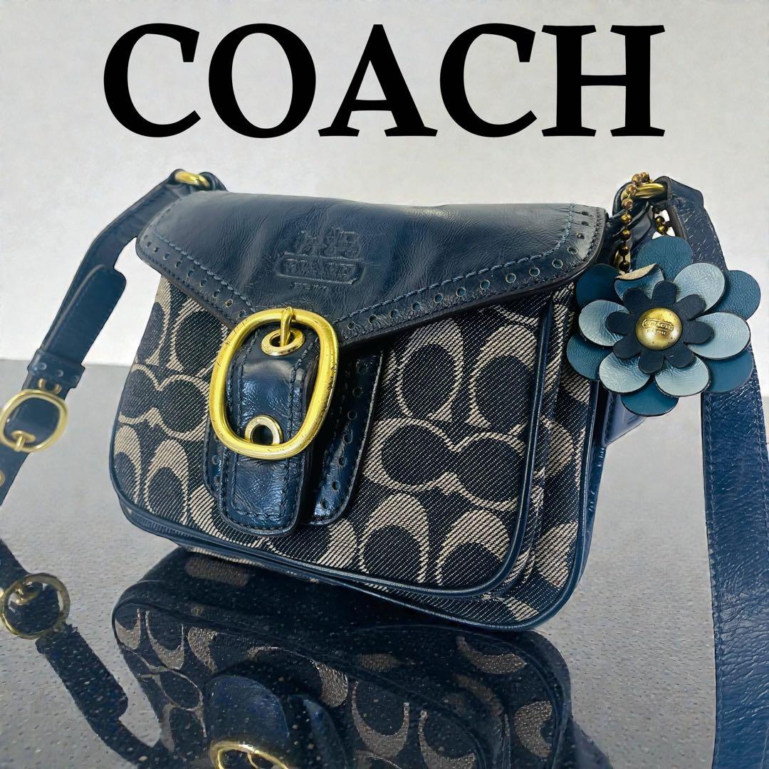 COACH コーチ デニム ショルダーバッグ 斜め掛け ソーホー シグネチャー