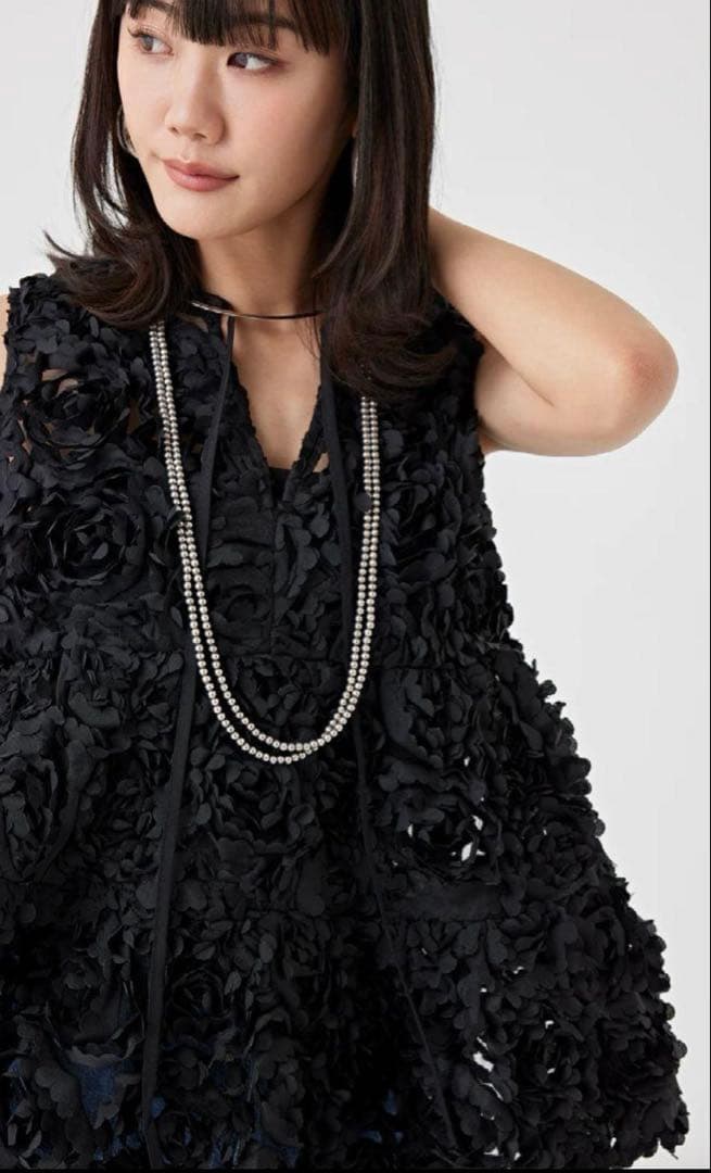 TORRAZZODONNA　shikina　フローラルシアーフレアトップス　黒