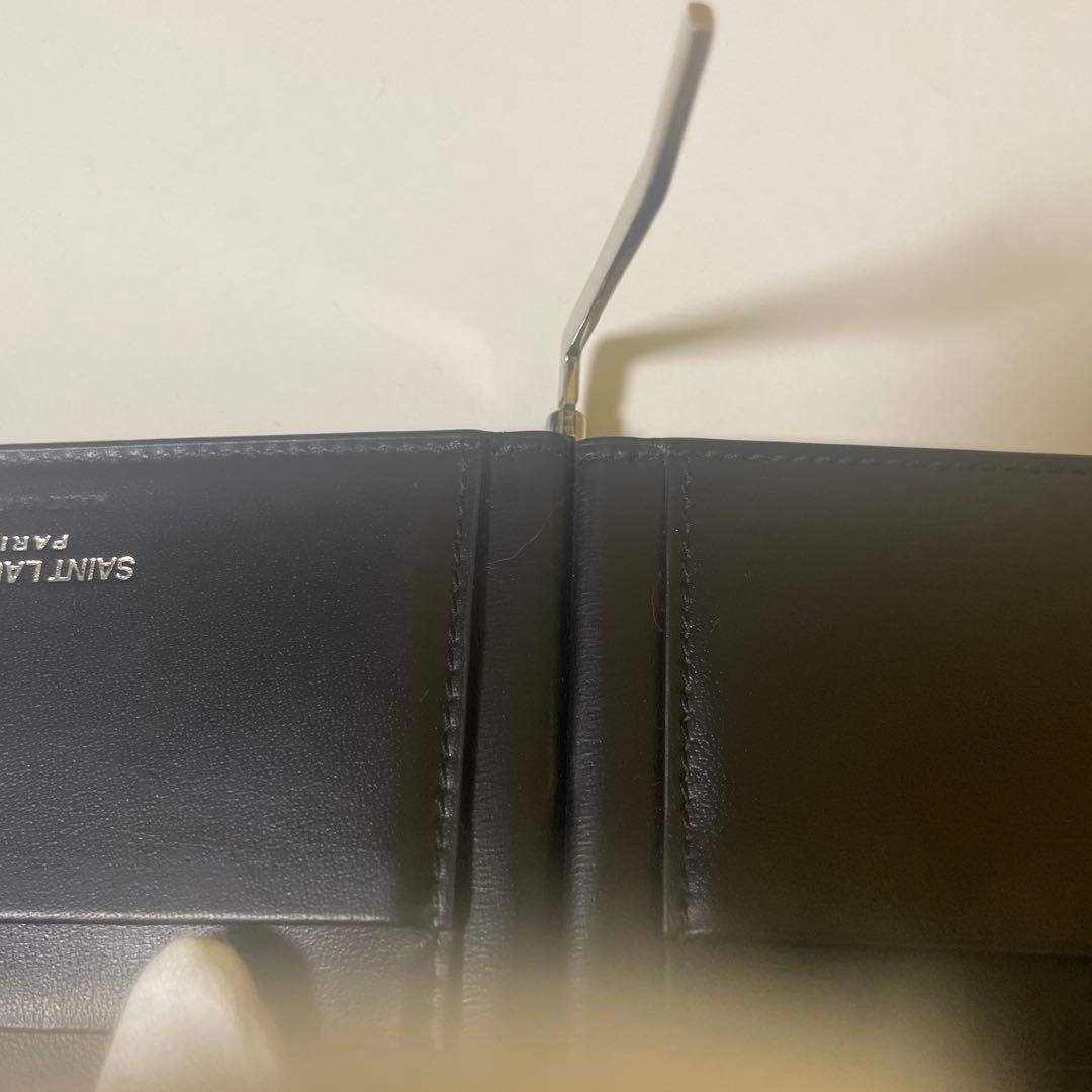 SAINT LAURENT ブラックレザー マネークリップ