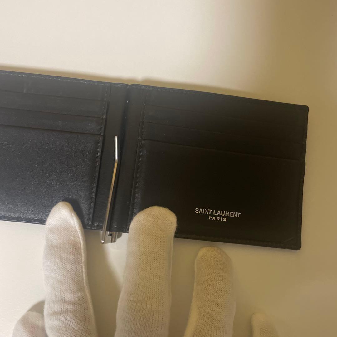SAINT LAURENT ブラックレザー マネークリップ
