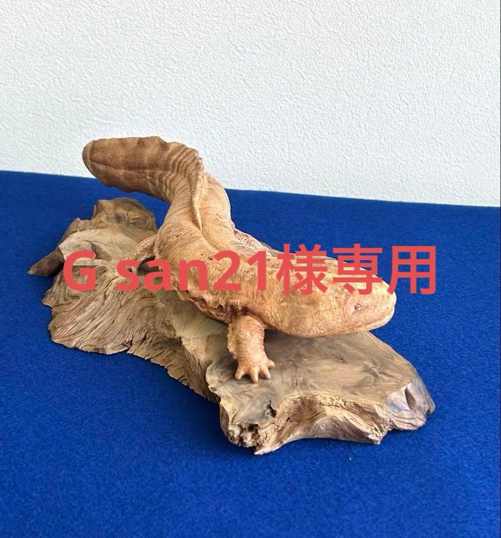 田中鱗水 メープル瘤材彫オオサンショウウオ 木彫 26cm 125.52g