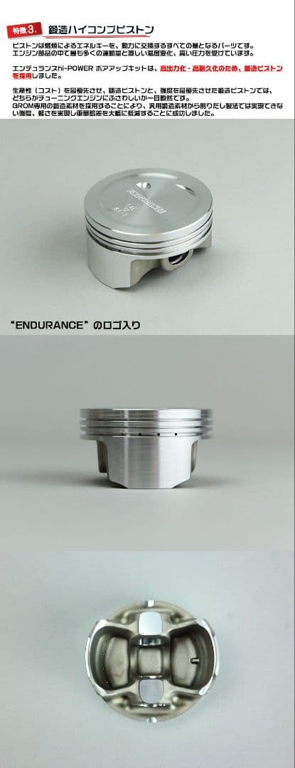 ENDURANCE製 170ccボアアップキット グロム GROM