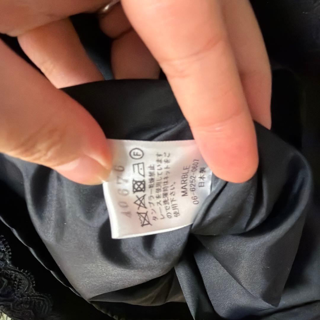 marble ファーケープ付き袖編みあげバッスルコート　未使用