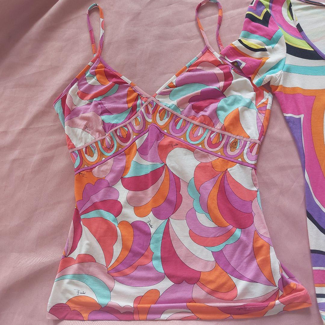 エミリオプッチ マルチカラーノースリーブトップスキャミソールTシャツカットソー