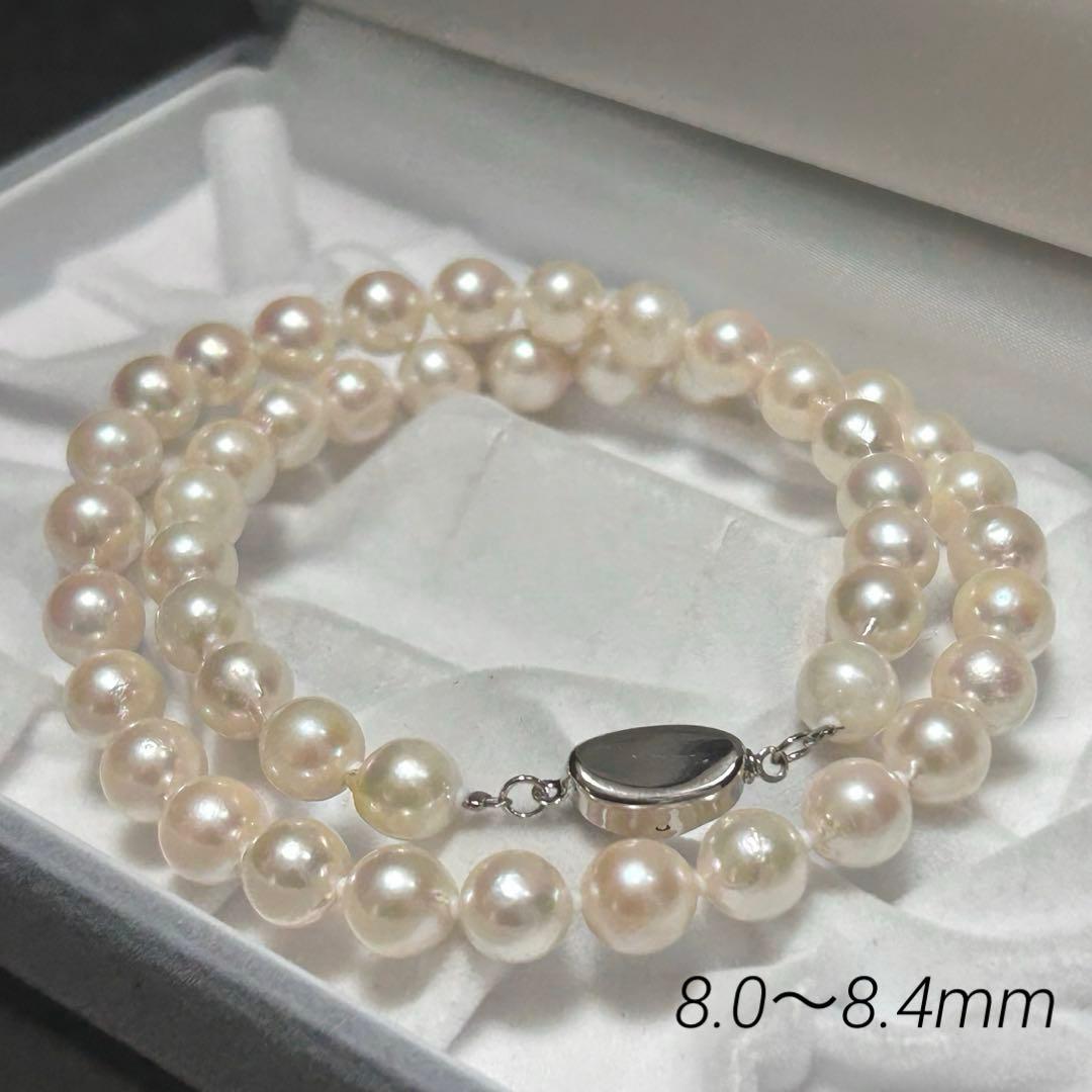 【テリ強】あこや ネックレス セミラウンド 本真珠 約8.0〜8.4mm