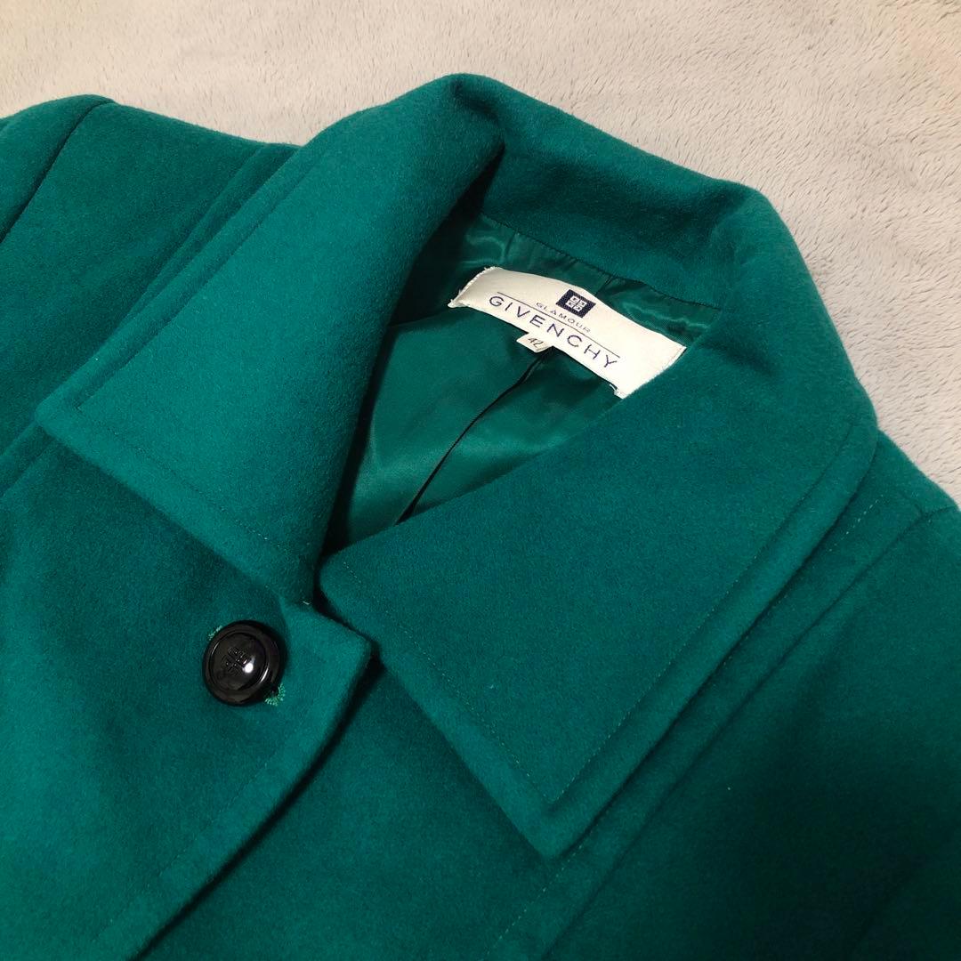 美品　GIVENCHY ヴィンテージ 刻印ボタン ロングコート　グリーン　レア