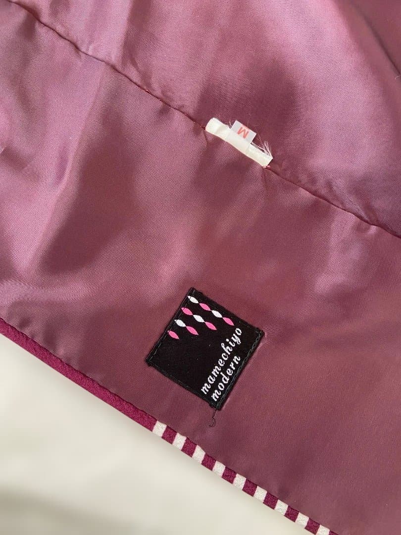 豆千代モダン 紫 ストライプ 小紋 着物