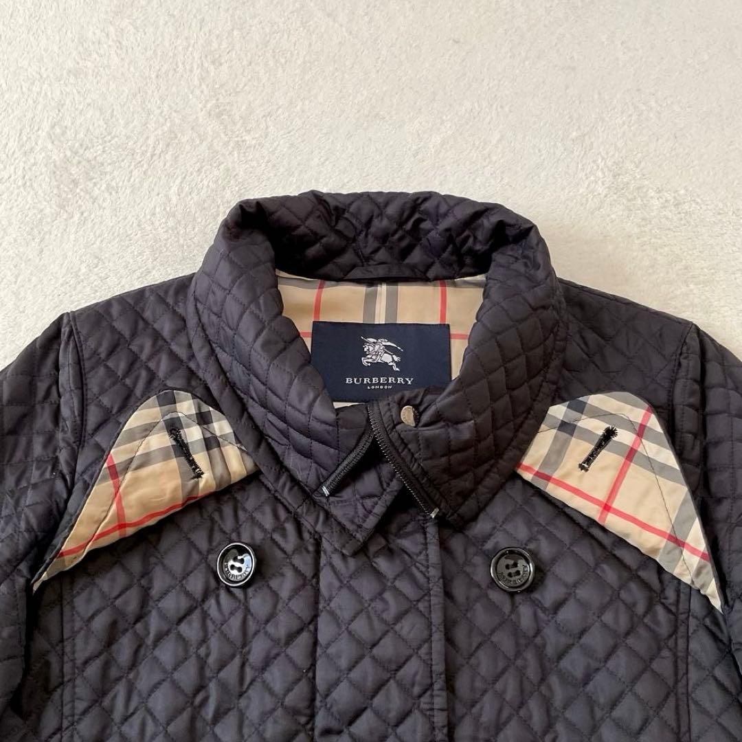ラピス バーバリーロンドン キルティングコート ノバチェック ベルト 黒