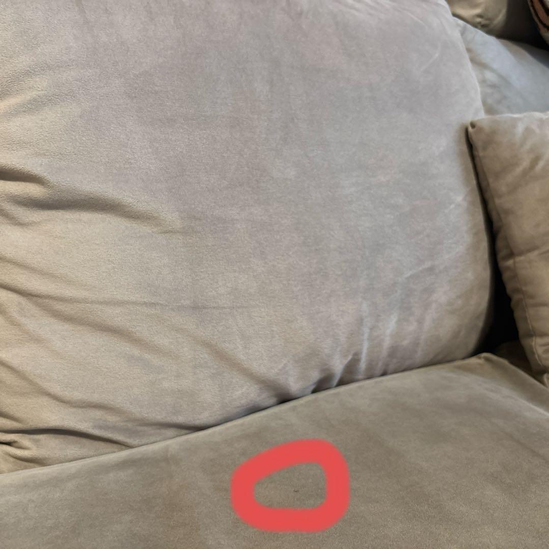 さか　ロウヤベルベット調3人掛けカウチソファ