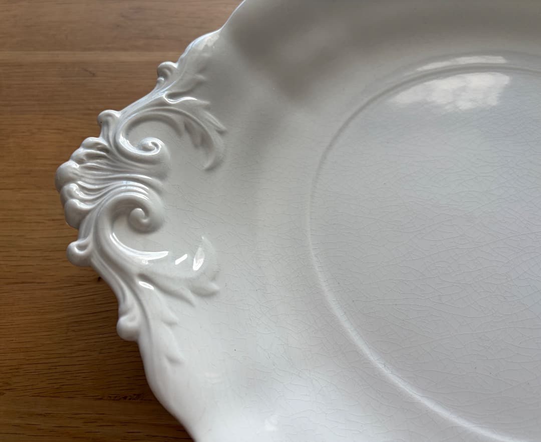 フランスアンティーク　大皿　レリーフ　ケーキプレート　Villeroy&Boch