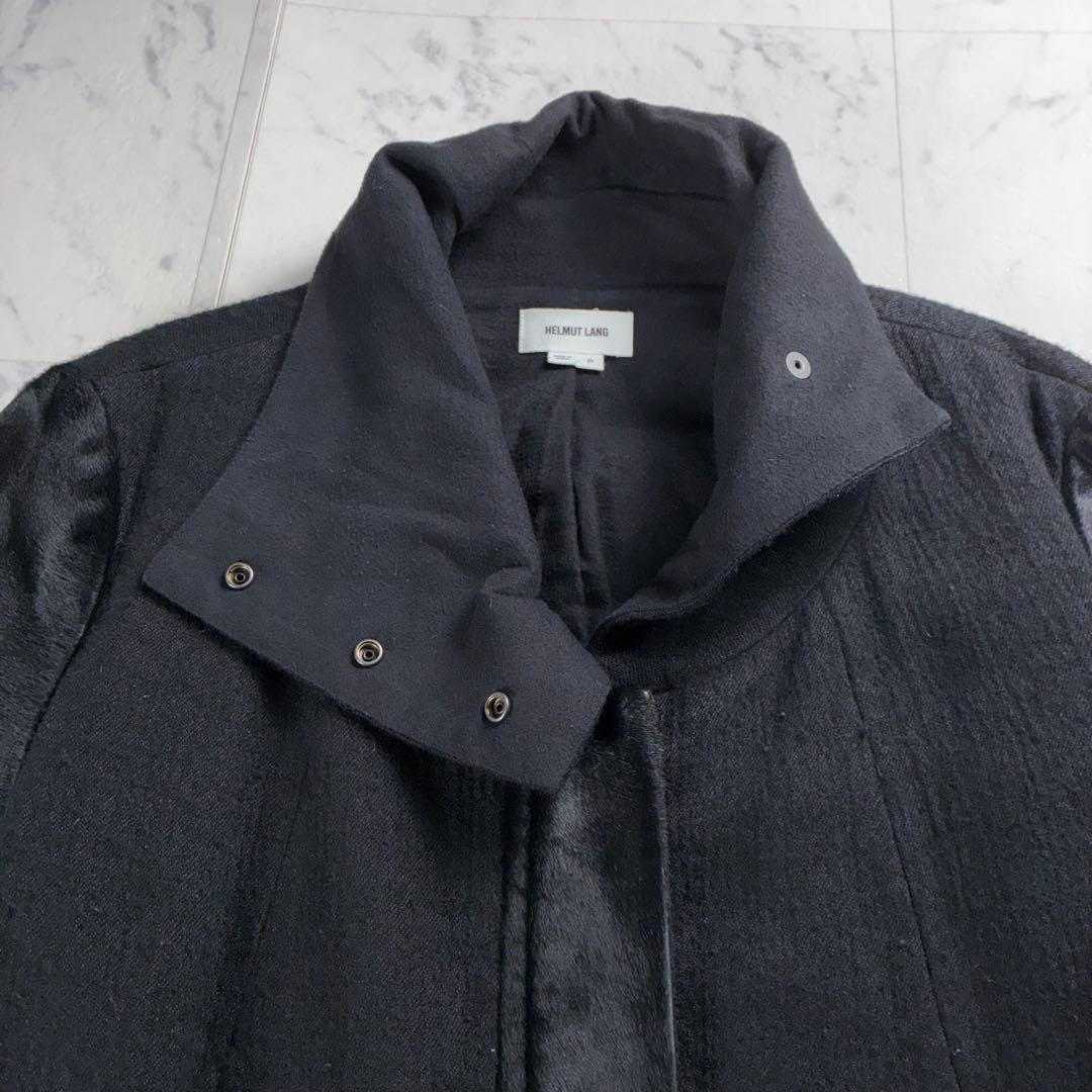 エ*ス様 美品 ヘルムートラング レディース アシンメトリーコート ハラコ ブラ