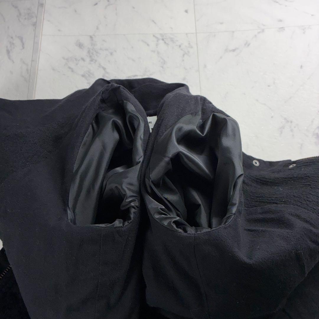 エ*ス様 美品 ヘルムートラング レディース アシンメトリーコート ハラコ ブラ