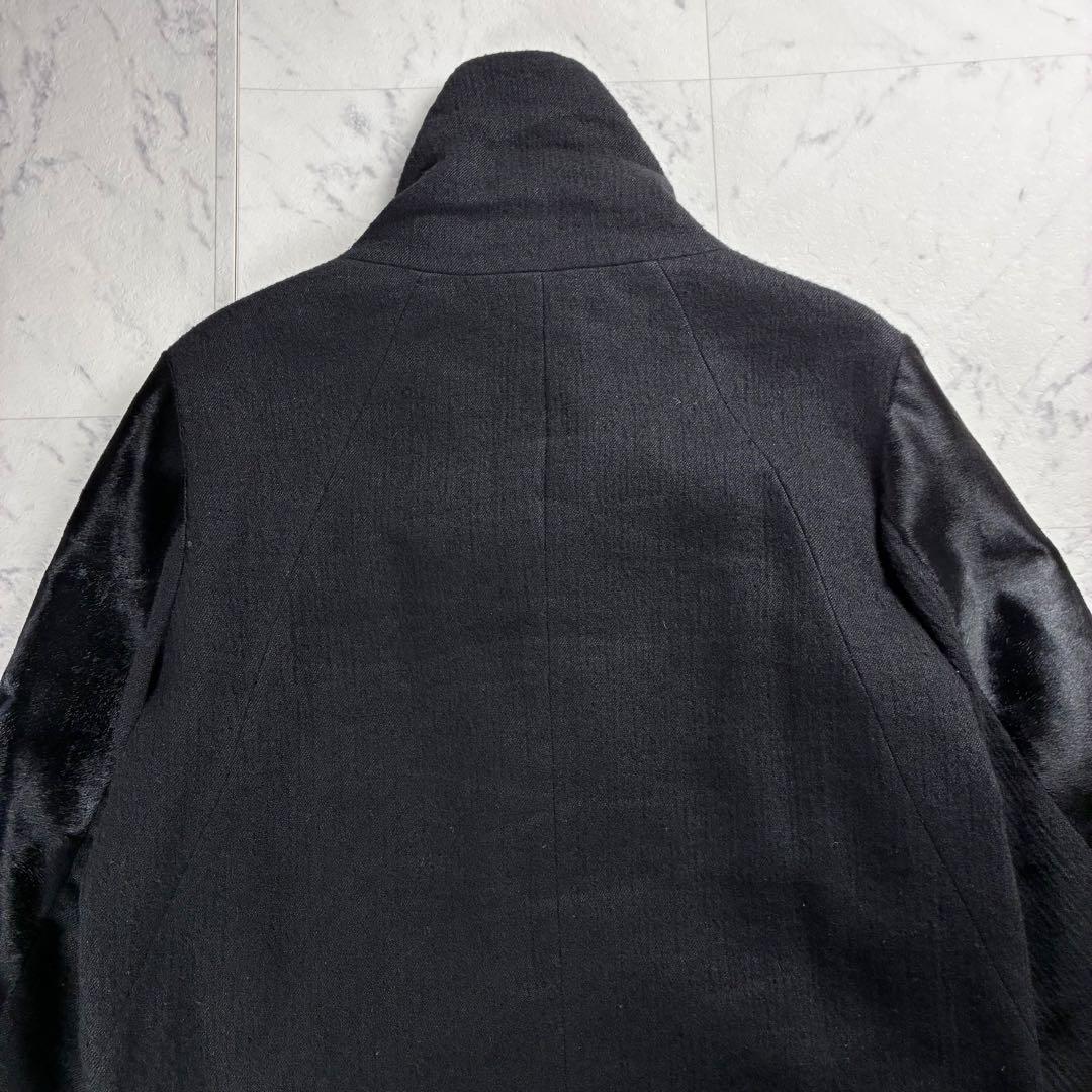 エ*ス様 美品 ヘルムートラング レディース アシンメトリーコート ハラコ ブラ