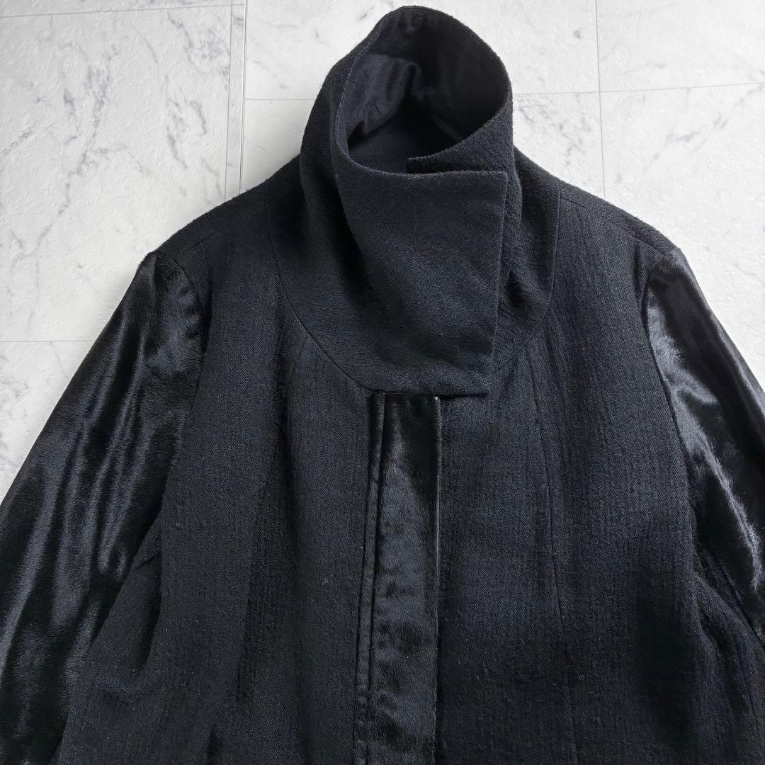 エ*ス様 美品 ヘルムートラング レディース アシンメトリーコート ハラコ ブラ